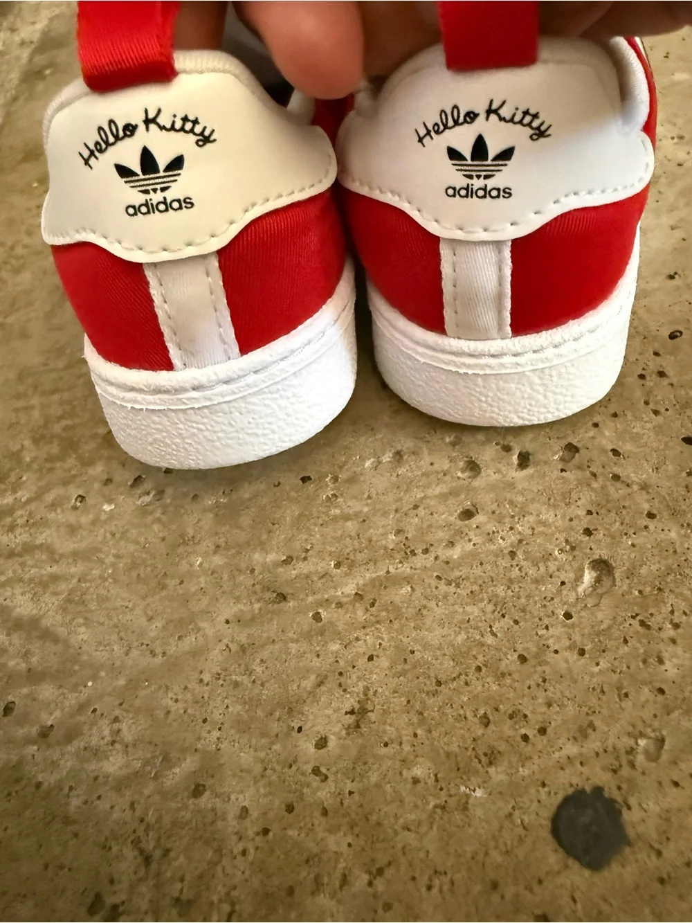 adidas Hello Kitty Kids Red & White Slip-On Sneakers size 4